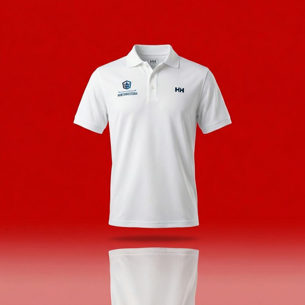 Helly Hansen Men's L NWT White Polo Shirt Northwestern Logo